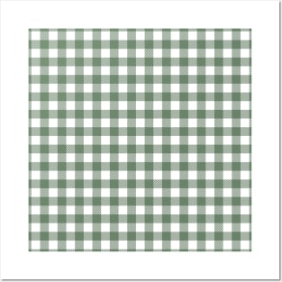 Plaid (sage green/white) Posters and Art